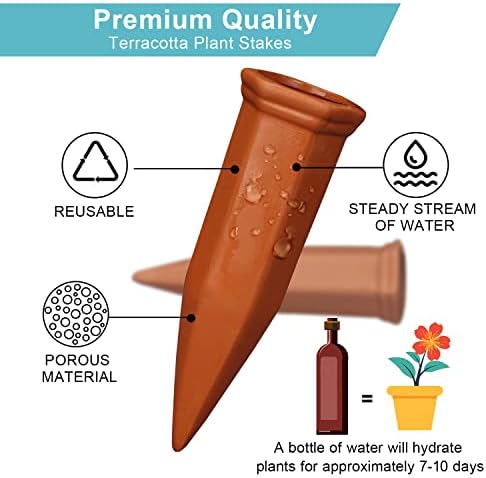 10 Pieces of Plant Watering Piles, Plant Watering Devices,Plant Water Seepage Devices, Clay self Watering Nails, Used for Automatic Watering Systems for Indoor and Outdoor Plants in Vacation Homes