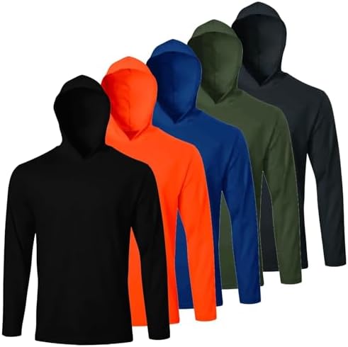 LeeHanTon Men's Sun Shirts Sun Protection Hoodie Shirt UPF 50+ Long Sleeve Work Athletic Shirt with Hooded for Fishing Hiking