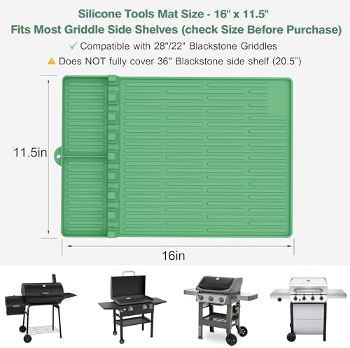 Silicone Grill Mat for Blackstone Griddle Accessories, 8-Slot Tool Mat