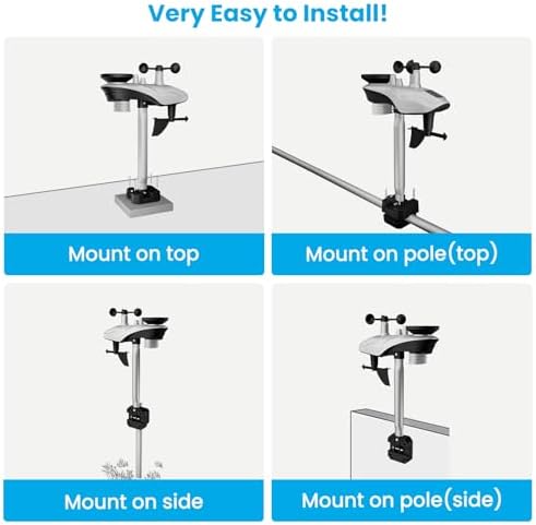 Sainlogic Weather Station Wireless, Weather Station with Rain Gauge, Wind Speed, Wind Direction, Weather Forecast, Air Pressure, Humidity (No WiFi)