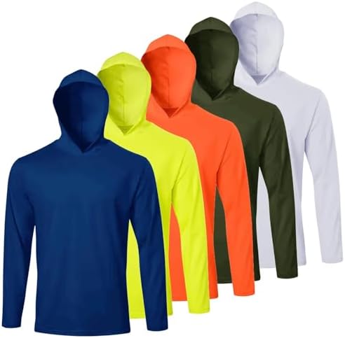 LeeHanTon Men's Sun Shirts Sun Protection Hoodie Shirt UPF 50+ Long Sleeve Work Athletic Shirt with Hooded for Fishing Hiking