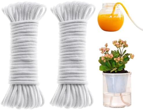 ORIMERC 100 feet 1/4 inch Self Watering Rope Capillary Wick Automatic Waterer for Potted Plant Vacation Holiday Flower Sitter Hydroponic Passive Wicking Cord String Indoor Outdoor Garden System Device