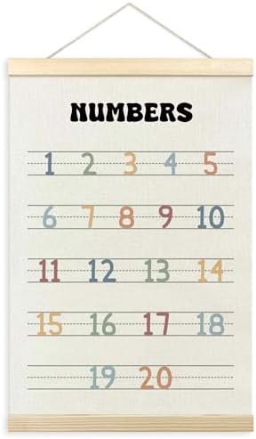 TLESKE Boho Classroom Numbers Chart 1-20 Poster Hanger Frame, Homeschool Hanging Wall Art Decor for Toddler Kids Room Nursery Playroom, Preschool Prek Learning Educational Poster Print Banner, 12x16