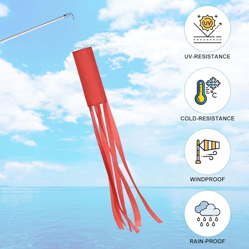 M METERXITY 1-Pack Windsock Flag, Colorful Wind Socks for Garden/Yard/Patio/Home Decor, Spring Summer Fall Winter Outdoor Hanging Decoration [59 in / 150cm, Red]