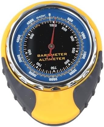 4-in-1 Outdoor Altimeter Barometer Thermometer Weather Forecast Device Altitude Measurement Tool Temperature Meter Mountain Climbing Hiking Wilderness Navigation Equipment Yellow
