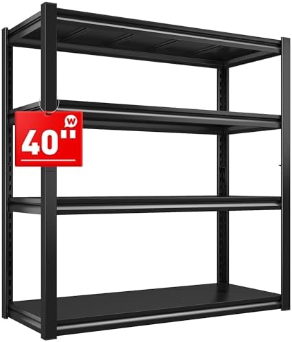 Raybee 40" W Garage Shelving, Storage Shelves 56.9" H, Metal Shelving Heavy Duty Load 1600LBS, Adjustable Metal Shelves for Storage Pantry Kitchen 40" W x 19.1" D x 56.9" H