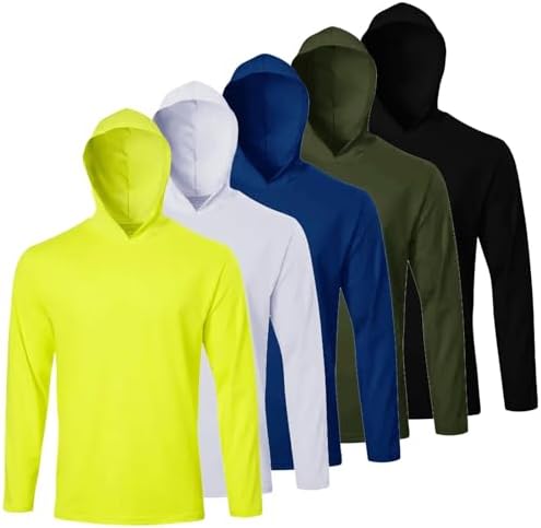 LeeHanTon Men's Sun Shirts Sun Protection Hoodie Shirt UPF 50+ Long Sleeve Work Athletic Shirt with Hooded for Fishing Hiking