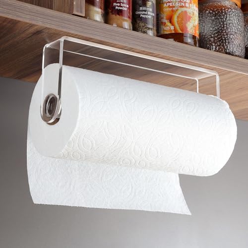 ZUNTO Acrylic Paper Towel Holder Under Cabinet, Self Adhesive