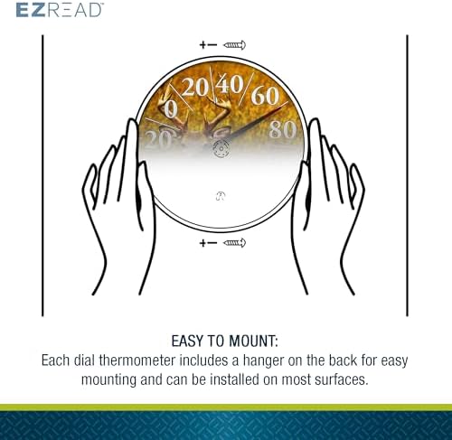 EZREAD Hanging Dial Thermometer 840-1225 Weather Thermometers for Indoor and Outdoor Use, Large 12.5 Inch Diameter, Easy to Read Numbers, Winter Cardinal