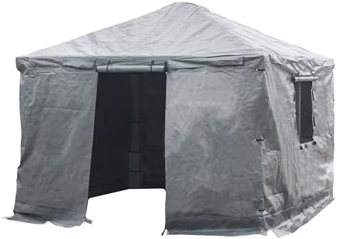 SOJAG Winter Cover for 10' x 14' Gazebo, Waterproof Polyester Storage Enclosure, Roll-Up Door, Vent Panels, Outdoor Gazebo Cover for Seasonal Protection, Gray
