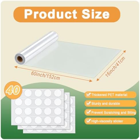 Extra Thick Tree Trunk Protector Guard - 60" L x 16" W PET Plastic Wrap for Iguana & Cat Prevention, DIY Plant Greenhouse Including Waterproof Transparent Acrylic Double-Sided Adhesive