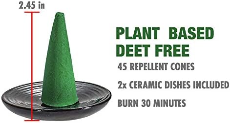 Mosquito Guard 45pcs Mosquito Repellent Incense Cone with 2 Ceramic Dishes - Mosquito Repellent for Patio – No Deet Plant Based Mosquito Repellent Outdoor