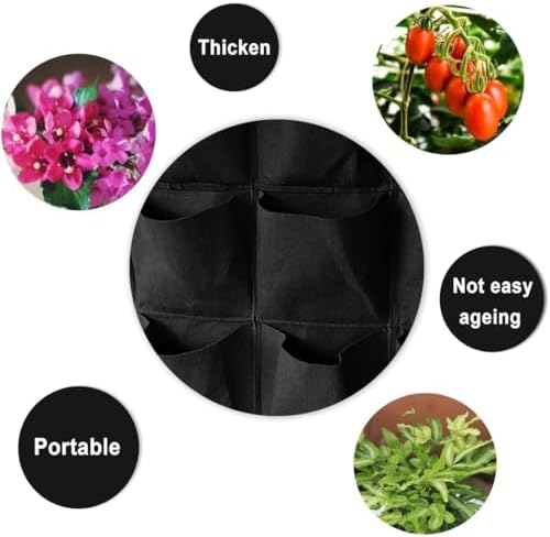 WFIST Vertical Hanging Planter Bag, Breathable Felt Wall Garden Planter with Metal Grommets, Indoor/Outdoor Space-Saving Herb & Flower Growing Pouch (6-Pocket)