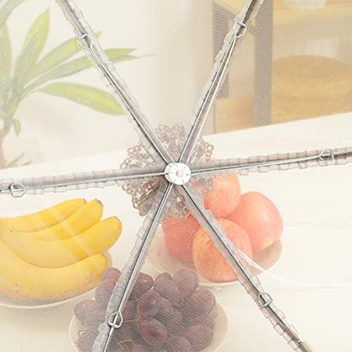 Mesh Food Cover Steel Wire Frame Foldable Mesh Screen Food Tent with Encrypted Cloth for Indoor Outdoor Dining Camping BBQ (Grey)