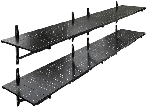 FLEXIMOUNTS 2-Pack 1x6ft Garage Shelving Perforated Wall Shelf