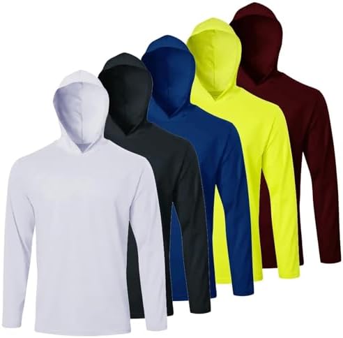 LeeHanTon Men's Sun Shirts Sun Protection Hoodie Shirt UPF 50+ Long Sleeve Work Athletic Shirt with Hooded for Fishing Hiking