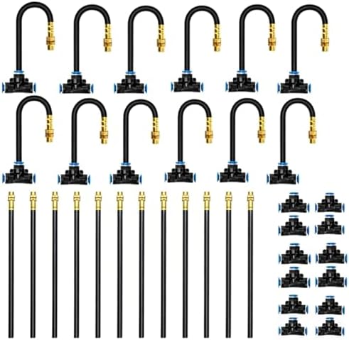 Bluepro Drip Irrigation System 7.8inch 1/4", 2026-Upgrade Garden Sprinkler Kit with 12PCS 360° Adjustable Copper Nozzles, Automatic Misting Watering System for Raised Beds, Greenhouse, Lawn, Patio
