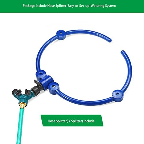 ZZM 360°Tree Water System Tree Watering Ring Circle Sprinkler and Irrigation System Targeted Water with Y Hose Splitter for New Tree Outdoor Plants Raised Garden Beds Shrubs (Small)