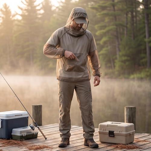 Mosquito Suit Bug Protection Mesh Clothing Breathable Lightweight Anti-Mosquito Gear for Camping Fishing Gardening
