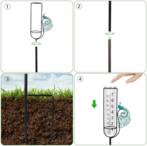 Stargarden Rain Gauge, Outdoor Peacock Rain Gauge