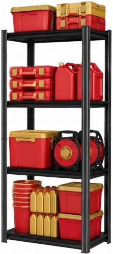 Metal Garage Shelving Unit, Heavy Duty Adjustable Storage Shelves, Steel Shelving, 2000 lbs Capacity Shelves for Heavy Tools and Equipment, 4 Tier, 13.8" W × 11.8" D × 44.1" H