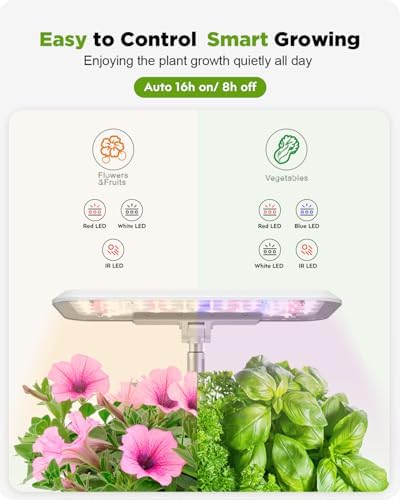 URUQ 8 Pods Hydroponics Growing System with LED Grow Light - White