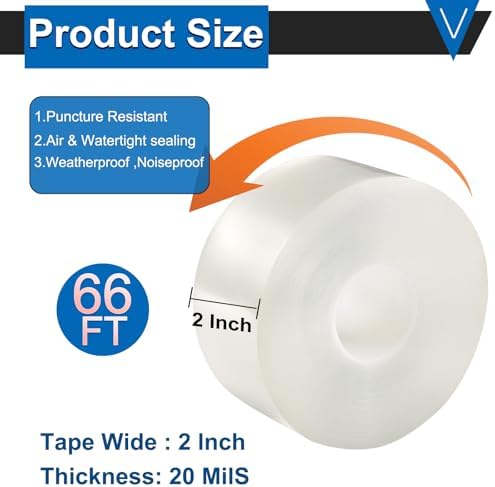 Window Insulation Tape for Winter Heavy Duty Weather Stripping Sealing Film Tape Draft Stopper 2 in x 66 Ft Keep Warm & Save Energy Easy Apply & Remove for Doors and Windows