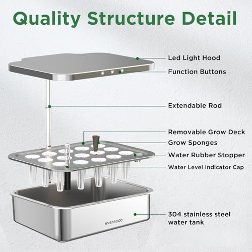 Hydroponics Growing System 15 Pods, Indoor Herb Garden Kit with Grow Light
