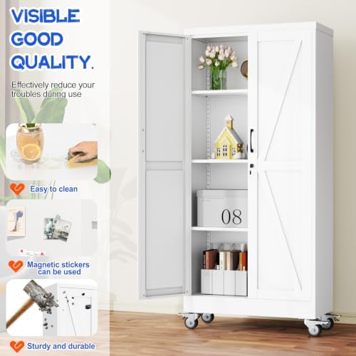 GAIOUS 61" Tall Metal Storage Cabinet with Lock and Wheels, File Cabinet