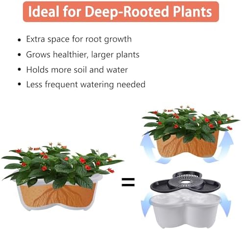 VECELO 7 Tier Vertical Garden Planter, Self Watering Stackable Planters with Wheels for Strawberries, Herbs, Flowers, Vegetables, White