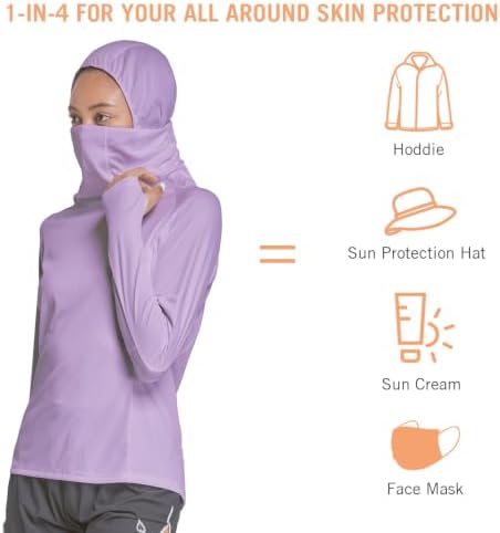 baleaf Women's SPF Shirts Long Sleeve Shirts UPF 50+ Hoodie Rash Guard