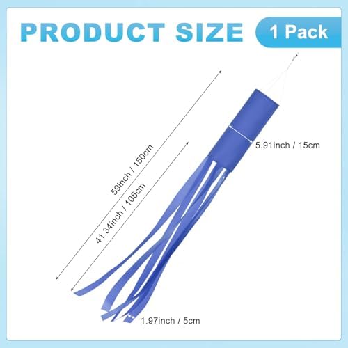 M METERXITY 1-Pack Windsock Flag, Colorful Wind Socks for Garden/Yard/Patio/Home Decor, Spring Summer Fall Winter Outdoor Hanging Decoration [59 in / 150cm, Blue]