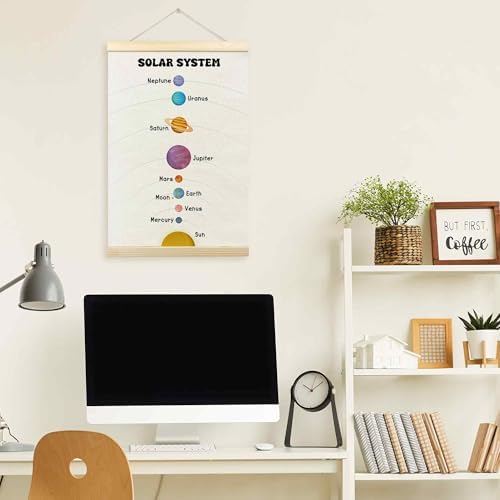 TLESKE Boho Classroom Solar System Decor Poster Hanger Frame for Kids, Homeschool Hanging Wall Art Room Decor for Toddlers Nursery Playroom, Preschool Prek Learning Educational Poster Prints, 16x24