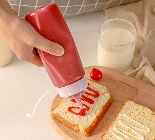 CHILDHOOD 8 oz Squeeze Squirt Condiment Bottles with Cap - Transparent Plastic - for Ketchup Salad dressing Mustard Olive Oil set of (2)