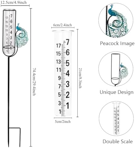 Stargarden Rain Gauge, Outdoor Peacock Rain Gauge
