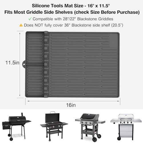 Silicone Grill Mat for Blackstone Griddle Accessories, 8-Slot Tool Mat
