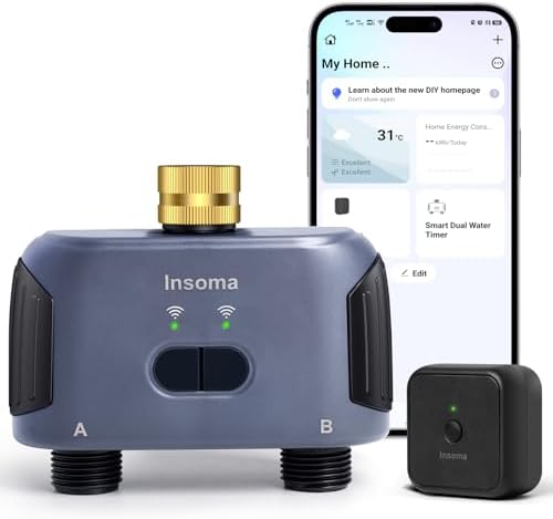 WiFi Water Timer for Garden Hose with Brass Inlet,Smart Hose Timer with WiFi Hub, APP & Voice Control,Up to 20 Watering Plans, 2-Zone Sprinkler Drip Irrigation System Controller for Yard Lawn Watering