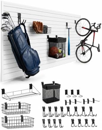 SMARTSTANDARD White 4x8 FT Slatwall Panel Set for Sports Storage