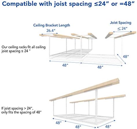 FLEXIMOUNTS 4x8 Overhead Garage Ceiling Storage Rack, 2 Pack, White