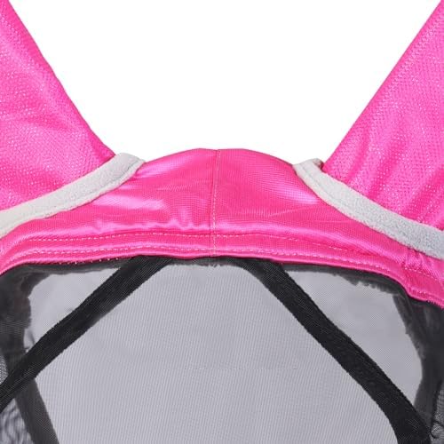 Harrison Howard CareMaster Pro Luminous Horse Fly Mask Large Eye Space Long Nose with Ears UV Protection for Horse Flamingo XL Extra Full