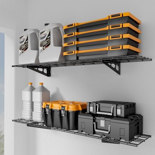 Garage Shelving, 2-Pack 1x4 ft Garage Wall Shelving, 450 lbs, Black
