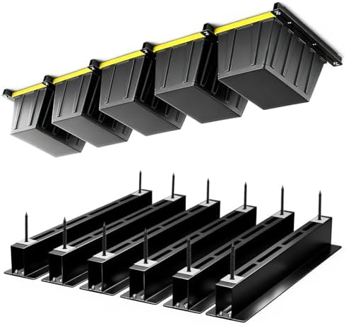Overhead Garage Storage Rack for 12 17 27 Gallon Totes, 6 Pack for 5 Bins