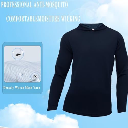 LeeHanTon Men's Sun Shirts Sun Protection Hoodie Shirt UPF 50+ Long Sleeve Work Athletic Shirt with Hooded for Fishing Hiking