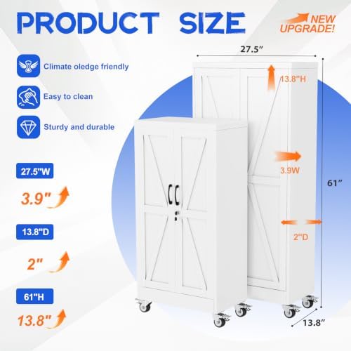 GAIOUS 61" Tall Metal Storage Cabinet with Lock and Wheels, File Cabinet