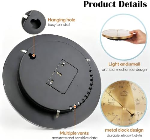 3 in 1 Barometer for Accurate Weather Station, Wall Hanging Weather Station