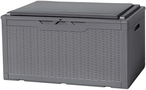 Flamaker Deck Box 98 Gallon Waterproof Resin Storage Box with Cushion