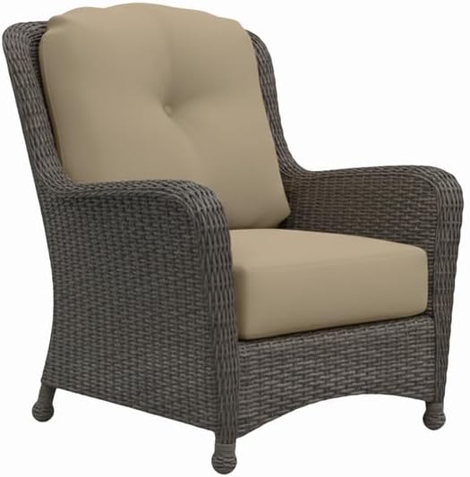 Covers & All Richmond Truffle Wicker Accent Chair with Sunbrella Cushion, Stylish Patio Furniture, Durable Outdoor Furniture Built for Garden, Deck or Poolside Setting (32.5" L x 41" W x 39.5" H)