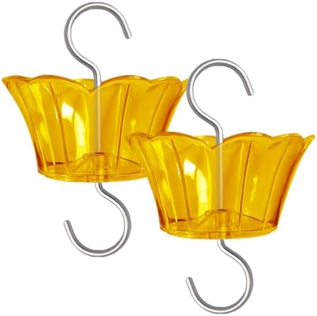 3oz Plastic Ant Moat for Hummingbird Feeder, 2-Pack Yellow Insect Guards