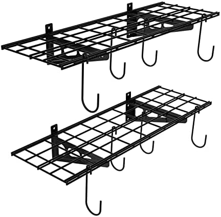FLEXIMOUNTS 2-Pack 1x3 ft Garage Wall Shelving, Include 8 Bike Hooks, Black