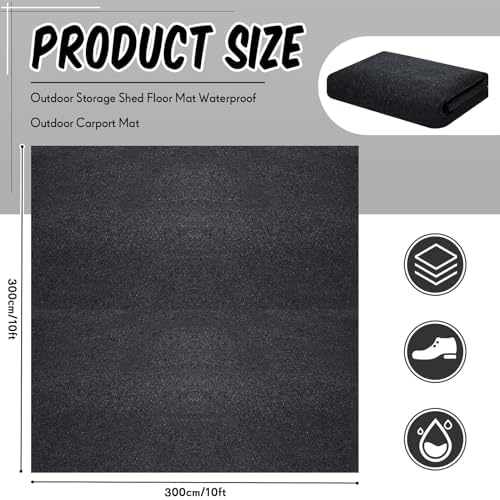 Shed Floor Mat 10 x 10 ft, PE Backing for Garage, Carport and Workshop